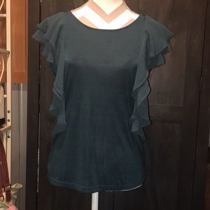 NWT The Limited emerald ruffle sleeveless top - M